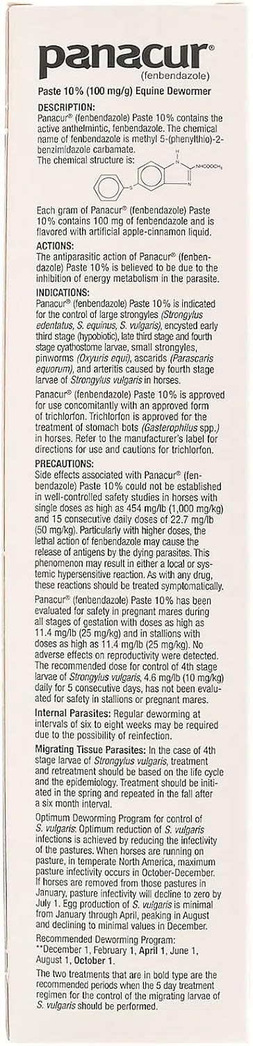 (3 Pack) PANACUR Dewormer Horse Paste 10%, 100mg Each
