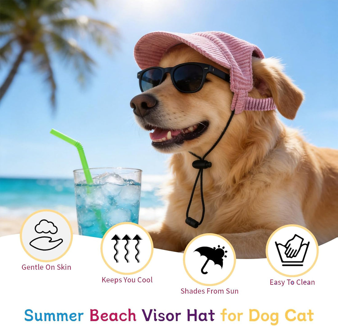 Dog Sun Hat with Ear Openings, Dog Baseball Cap with Anti-Slip Strap