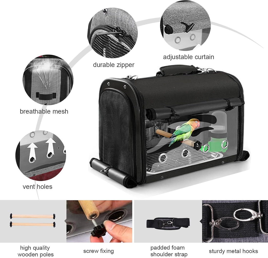 Sanmoncare Bird Carrier Bag Cockatiel Travel Cage with Stand