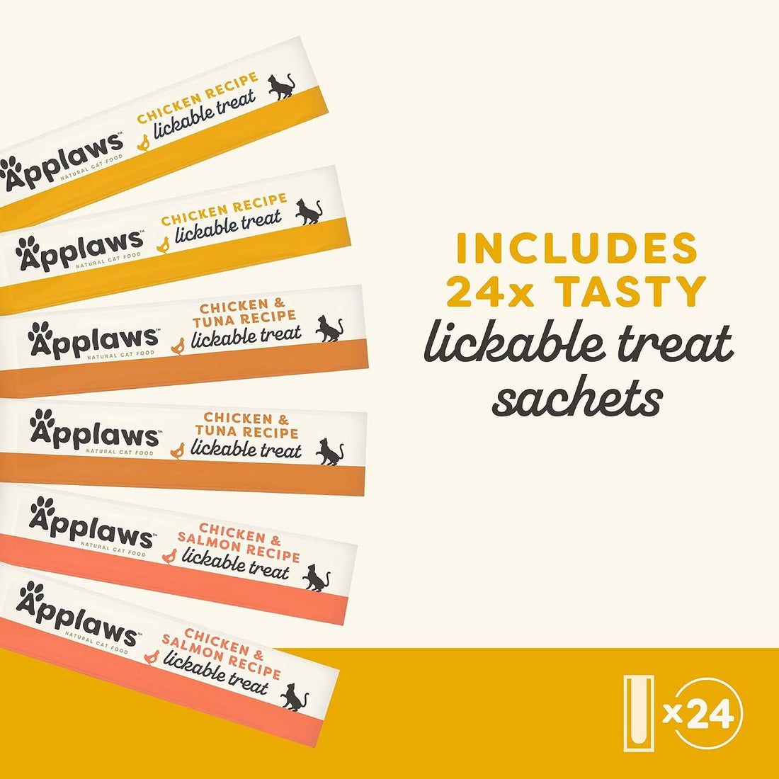 Applaws Chicken Puree Lickable Cat Treats 24-Pack 0.5 oz Sachets