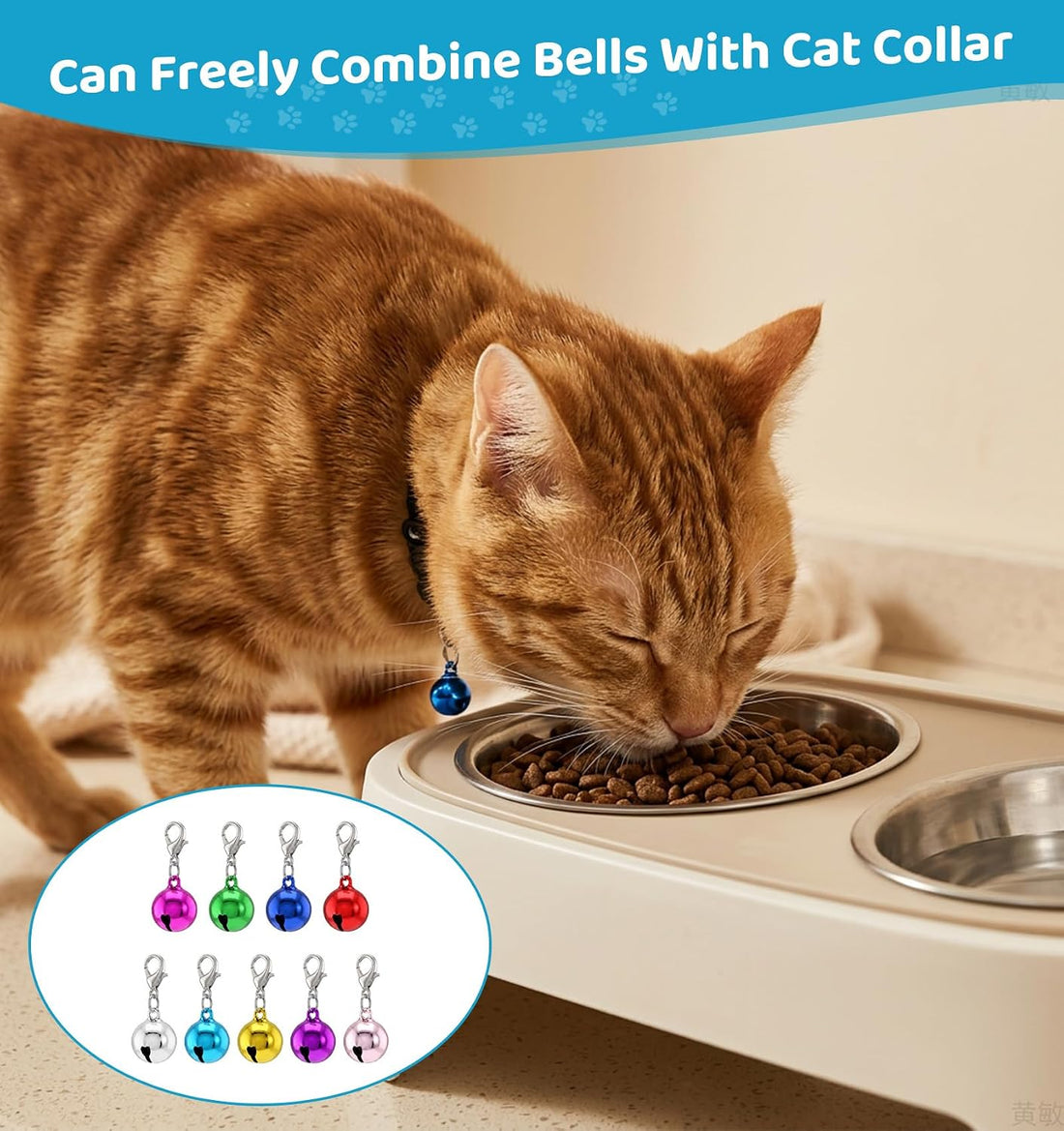 9 Pcs Bell for Cat Collar, Cat Bell for Collar with Clear Jingling
