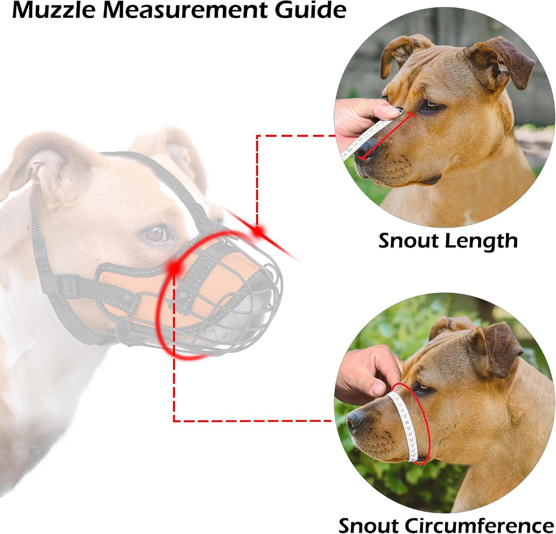 OOPSDOGGY Pitbull Dog Muzzle Reflective Metal Mask Secure Wire Basket