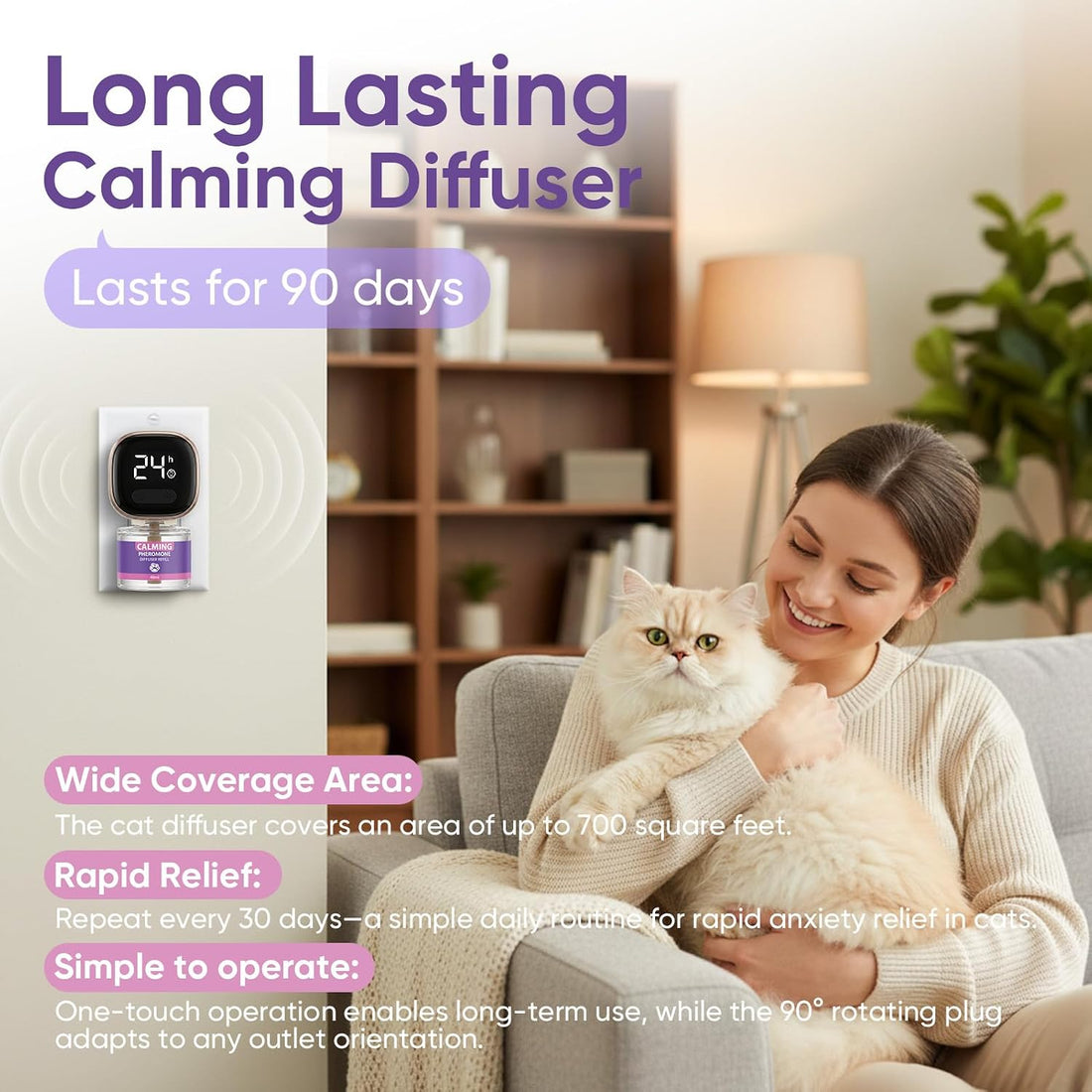 Cat Calming Diffuser Kit with Timer And Memory Adjustable 4/8/12/24H