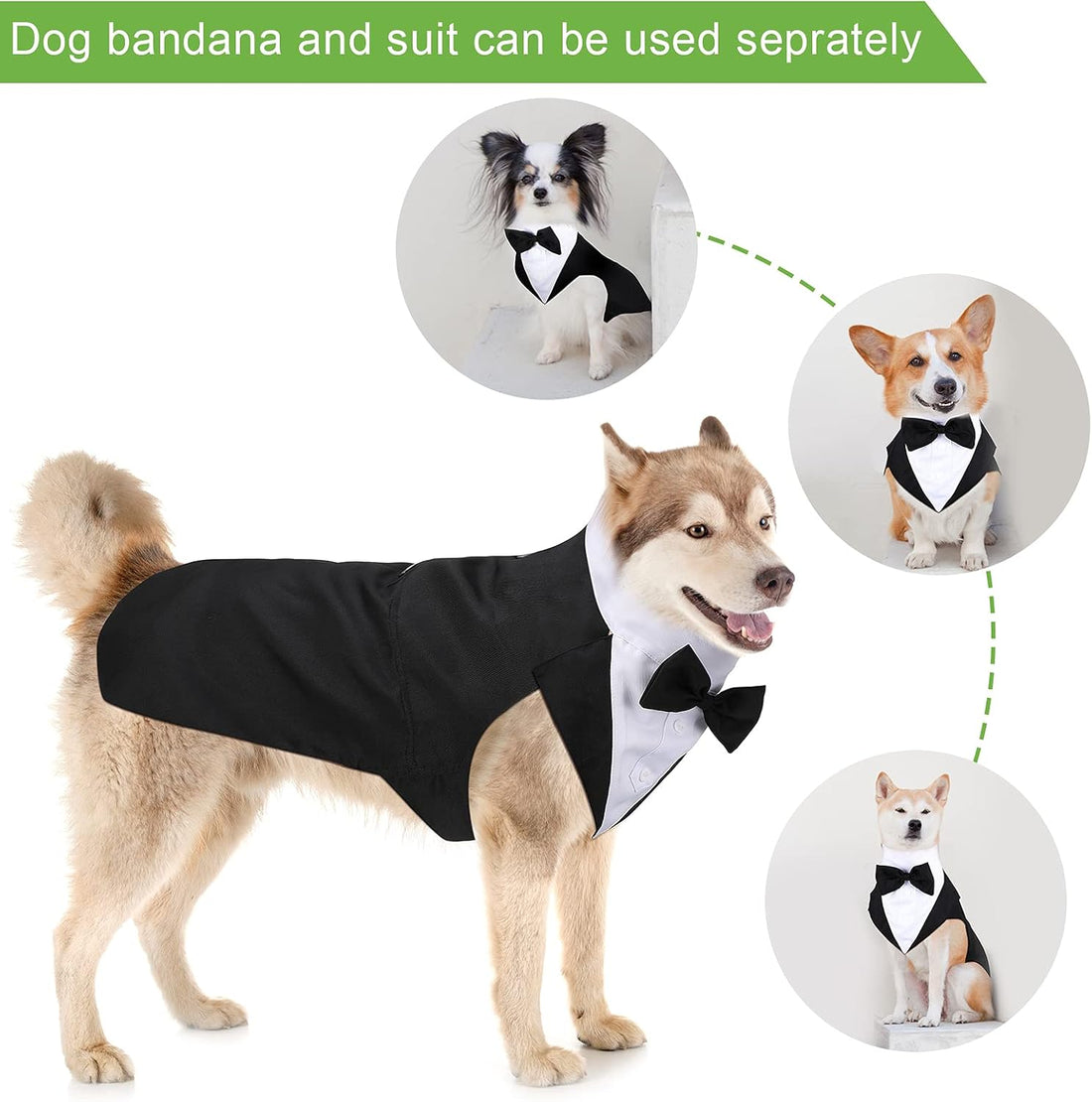 Weewooday Dog Tuxedo and Bandana Set Dogs Formal Tuxedo Pet Wedding