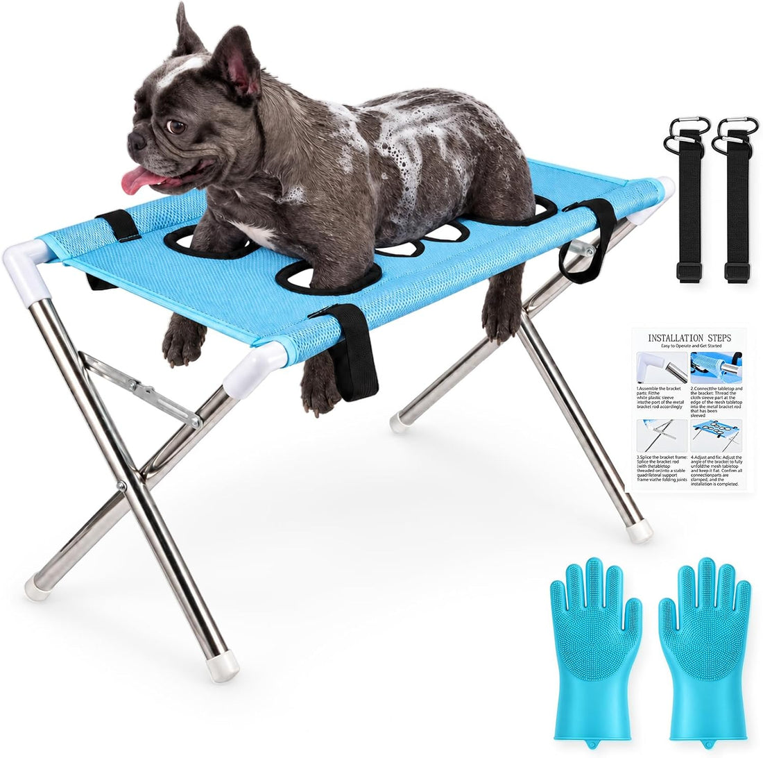 LUMIXA Dog Grooming Hammock Stand, Foldable Pet Bath Hammock