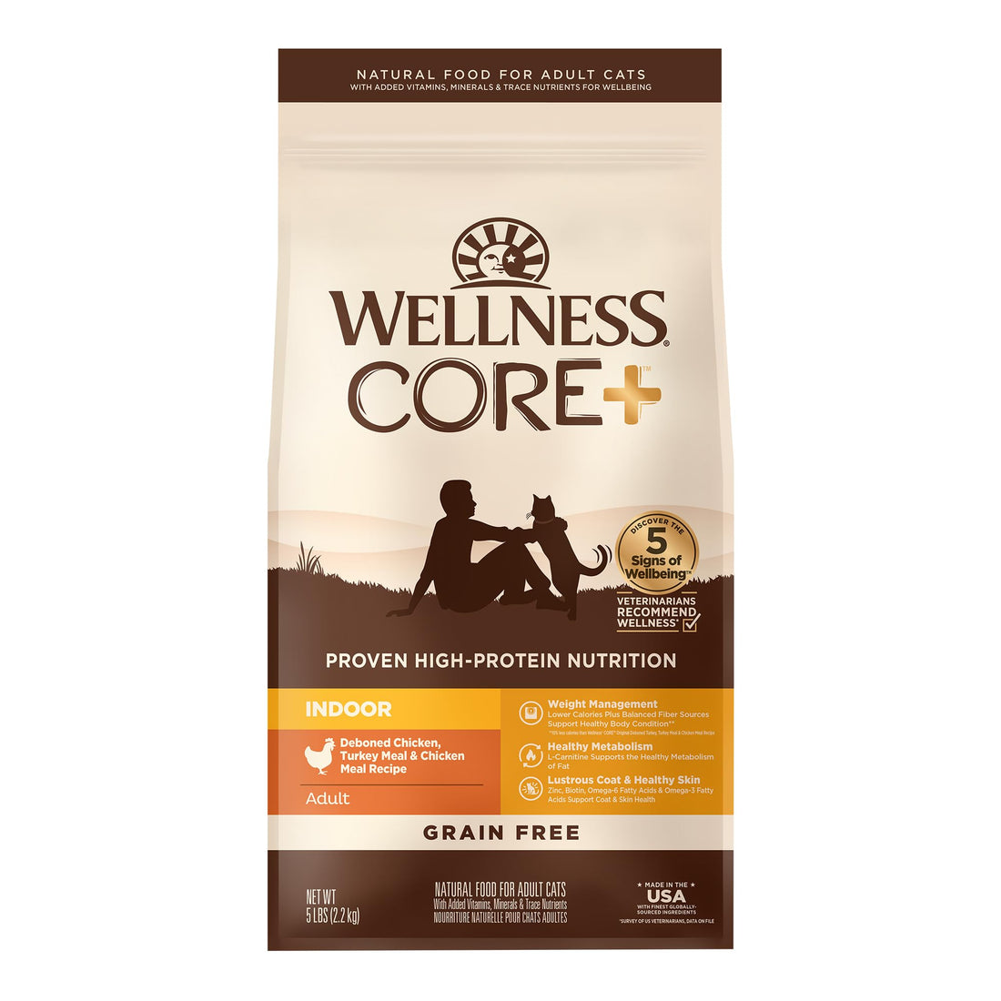 Wellness CORE+ Adult Dry Cat Food for Indoor Cats, Natural