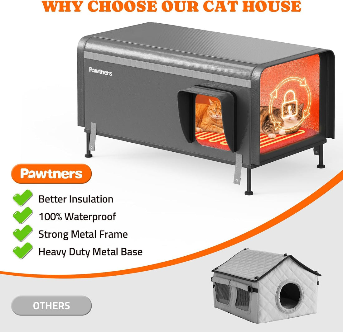 Pawtners 32'' XXL Heated Outdoor Cat House for Outside feral Cats