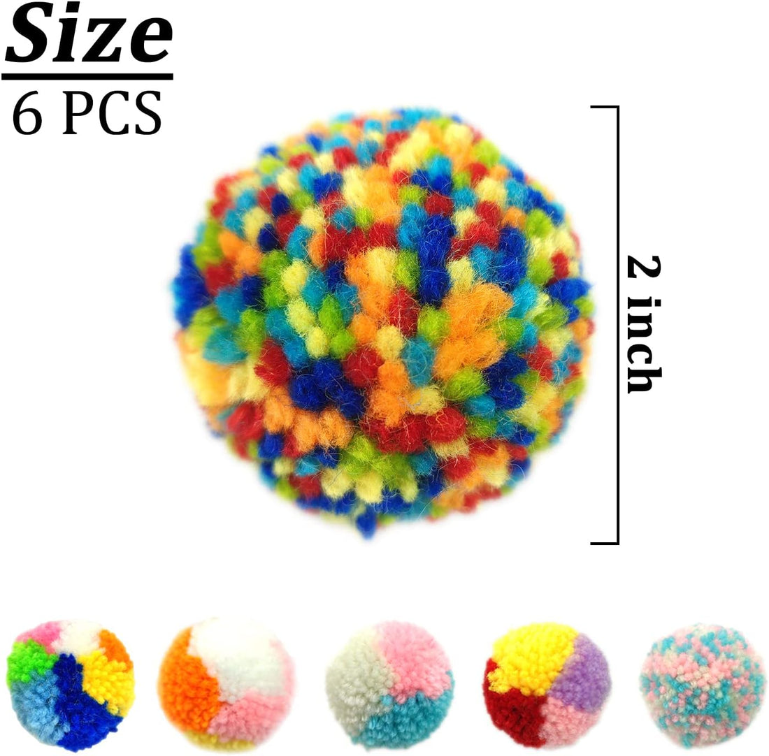 Andiker 6 Pcs Assorted Color Cat Ball Toys