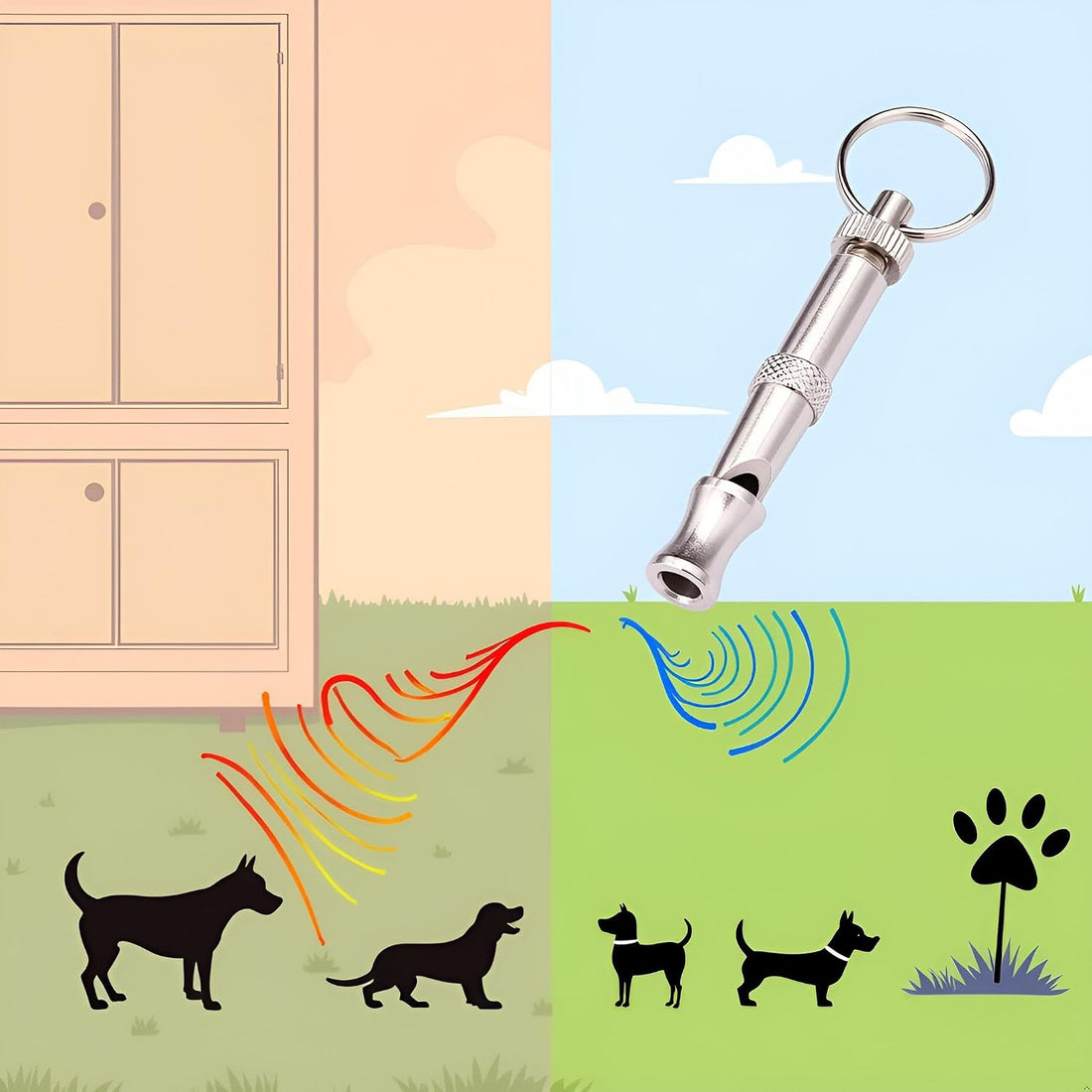 2Pcs Silver Adjustable Ultrasonic Dog Whistle,Portable Whistle Pet