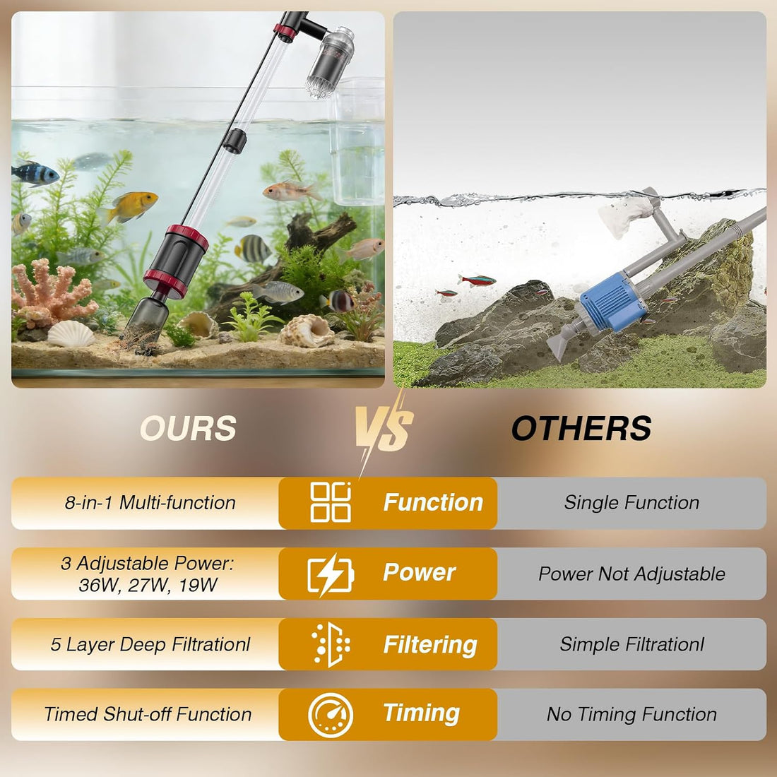 AKKEE Aquarium Vacuum Gravel Cleaner