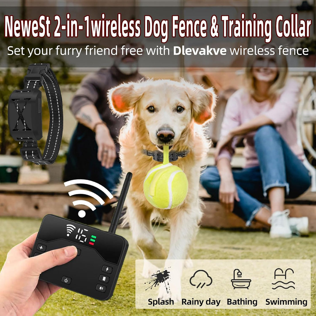 Wireless Dog Fence System for 2 Dogs, 2-in-1 Fence & Training Collar