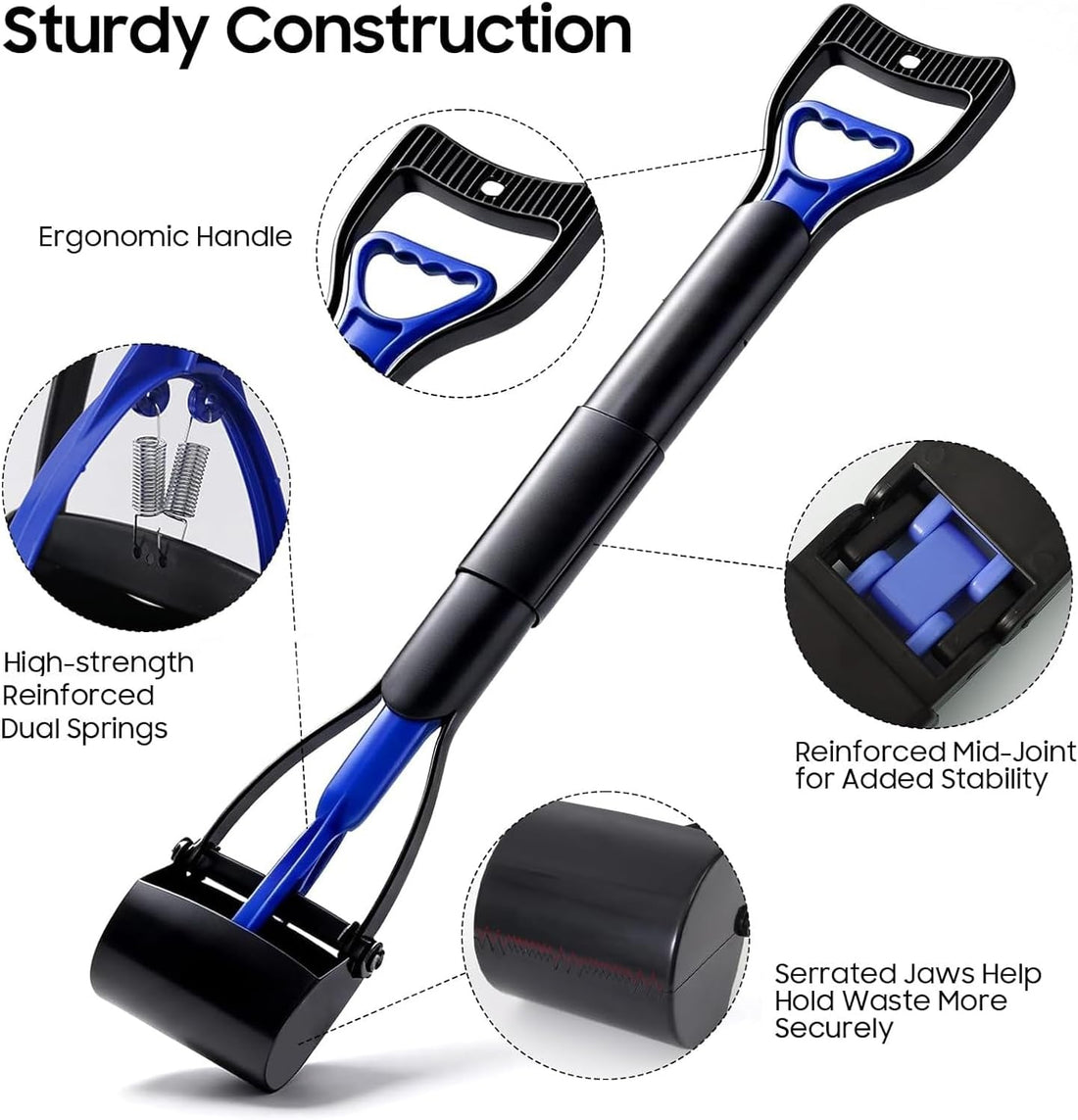 27.56" Pooper Scooper for Dogs, Foldable & Durable Poop Scooper