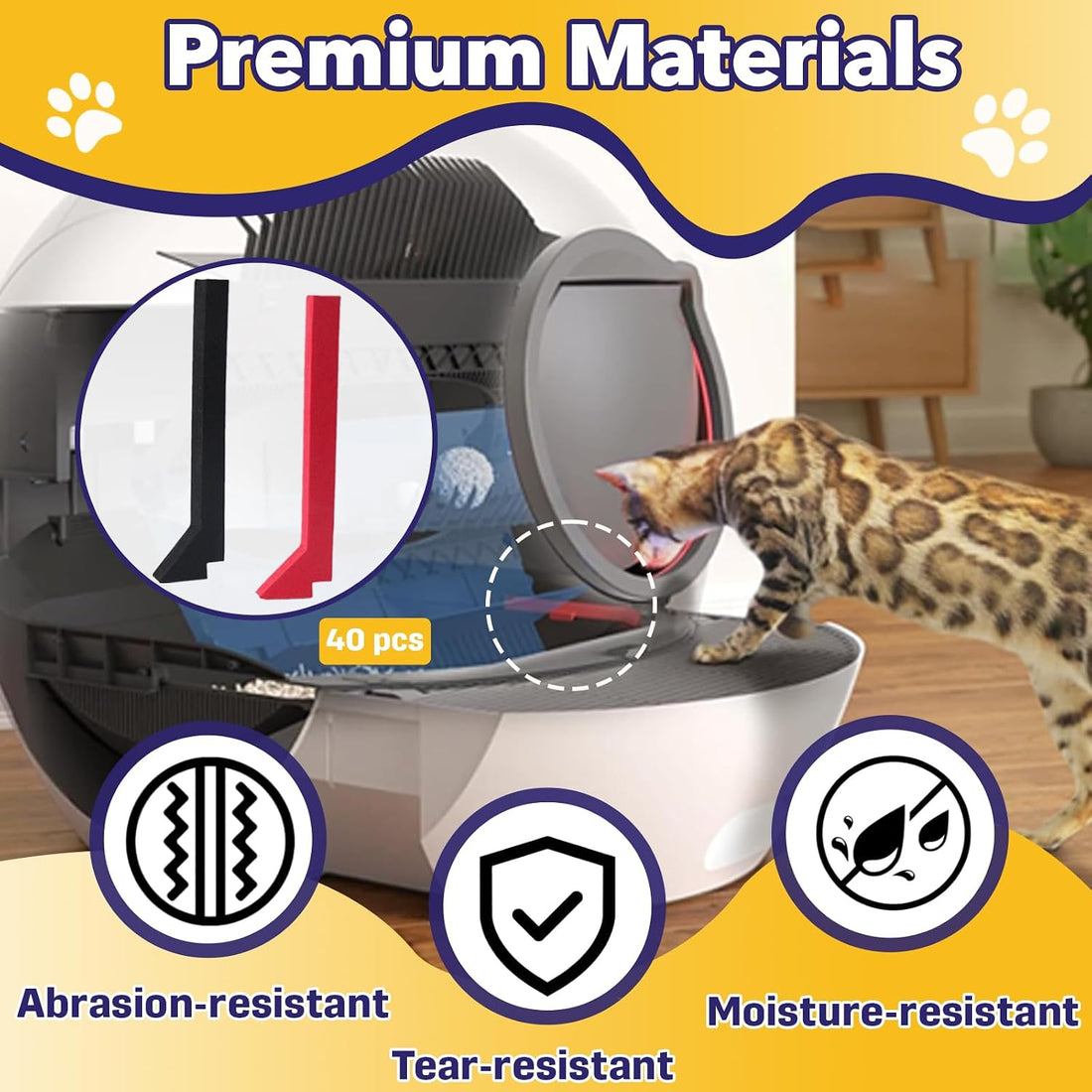 40 Packs Foam Seals, Compatible with Els Pet Litter Box, Red & Black