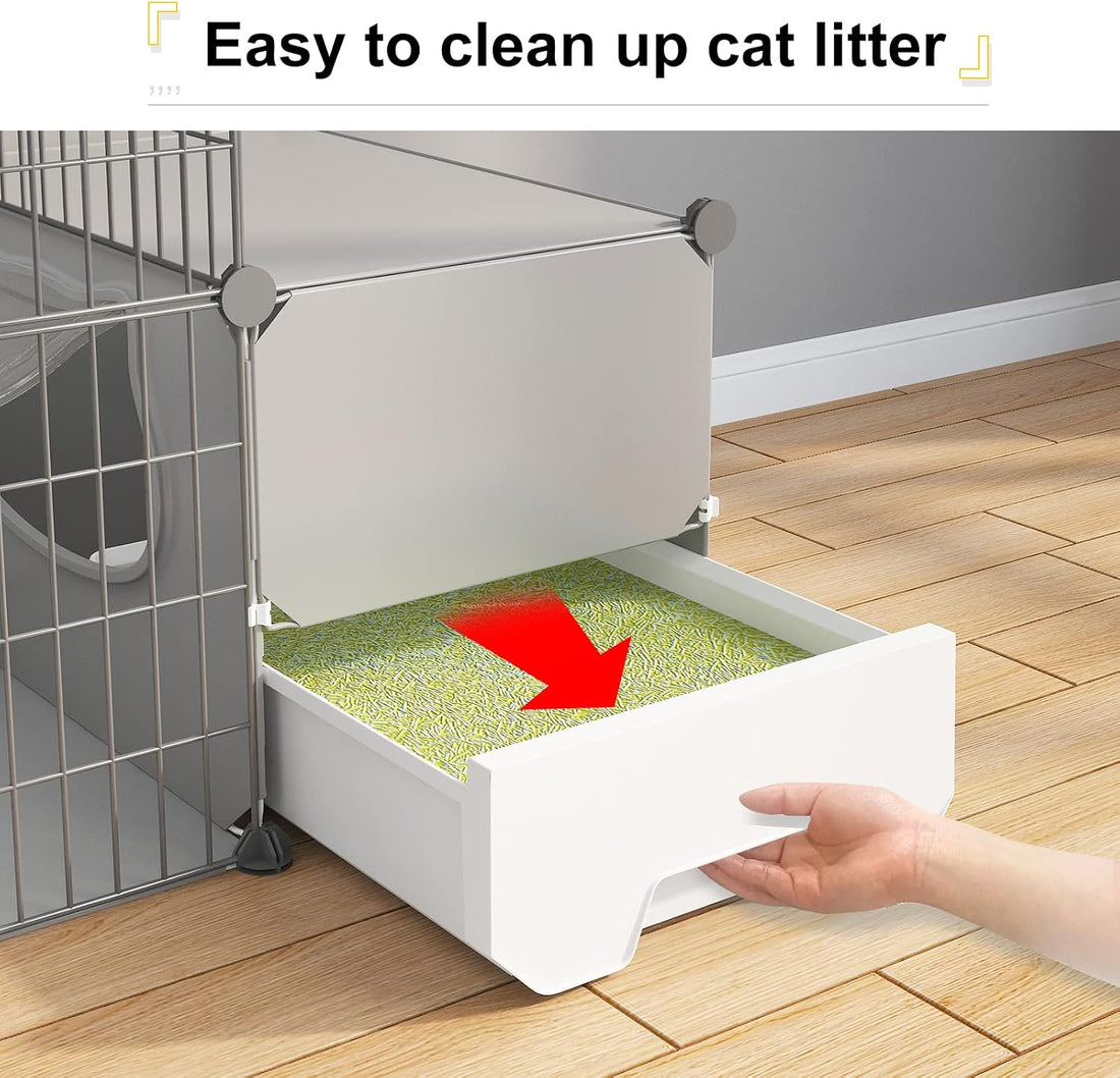 Oneluck Cat Cage with Litter Box,4-Tier DIY Enclosures Large Playpen