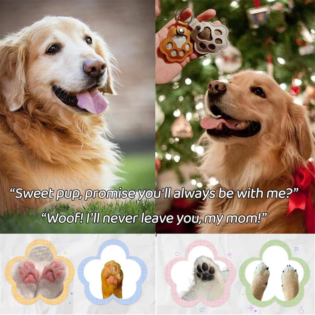 3 Pcs Paw Print Pet Hair & Keepsake Memorial Keychain