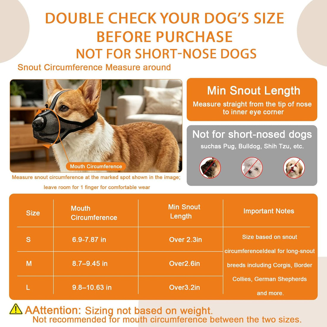 Dog Muzzle for Small Medium Large Dogs – Anti-Scavenging T-Shaped Mesh