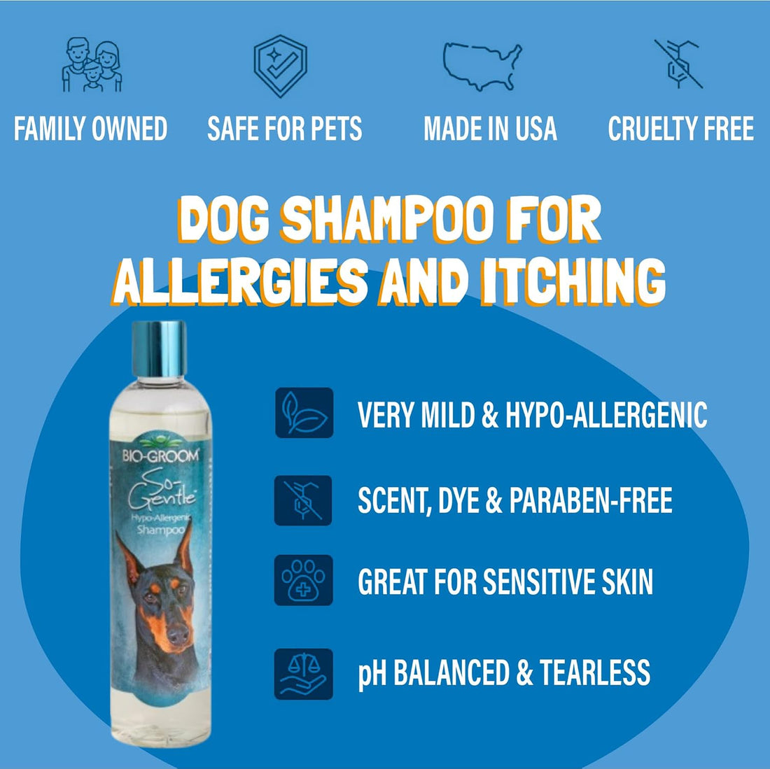 Bio-Groom So-Gentle Hypoallergenic Dog Shampoo, Tearless, 1 Gallon