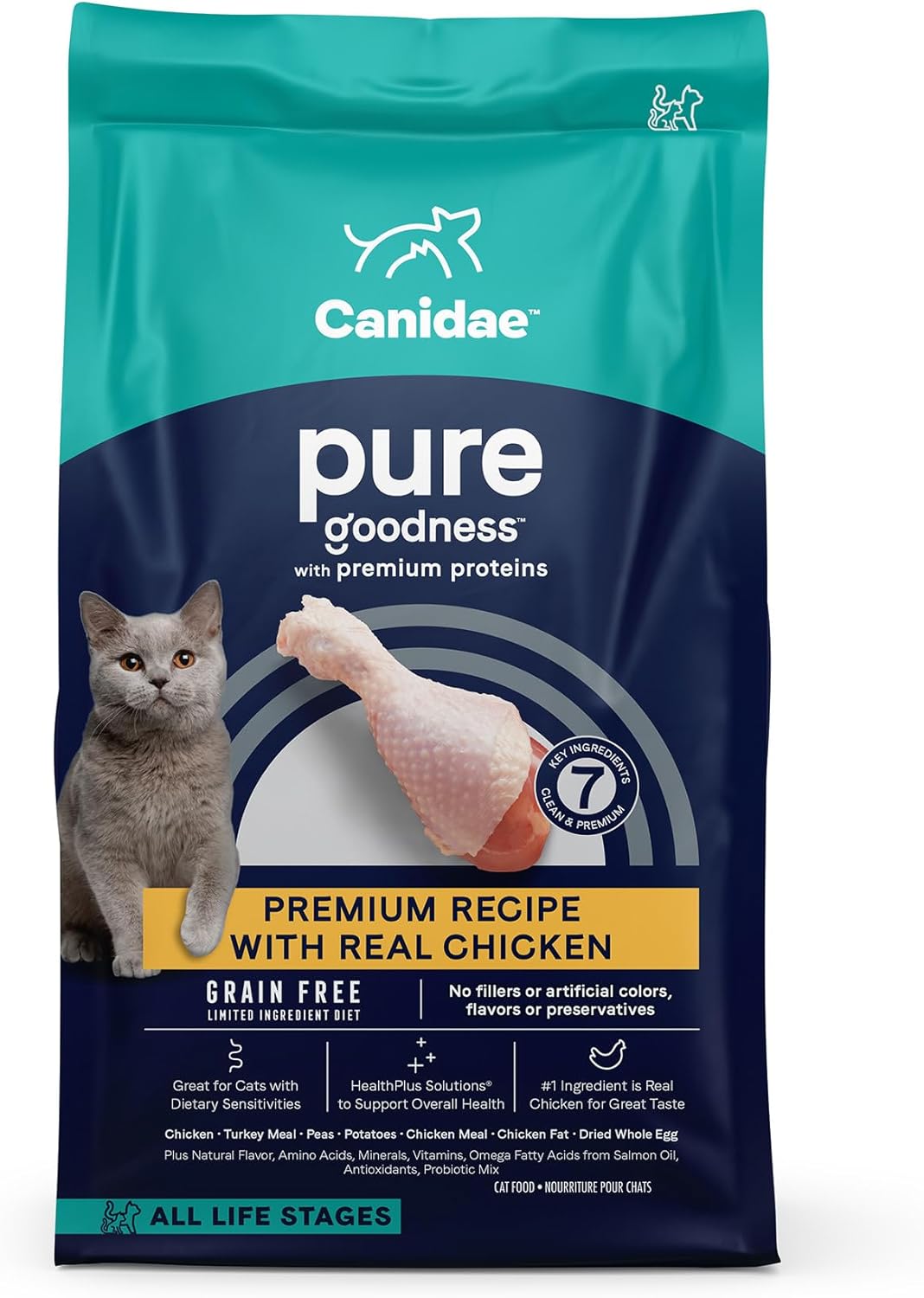 CANIDAE Pure Goodness Dry Cat Food, Real Salmon, 10 lb