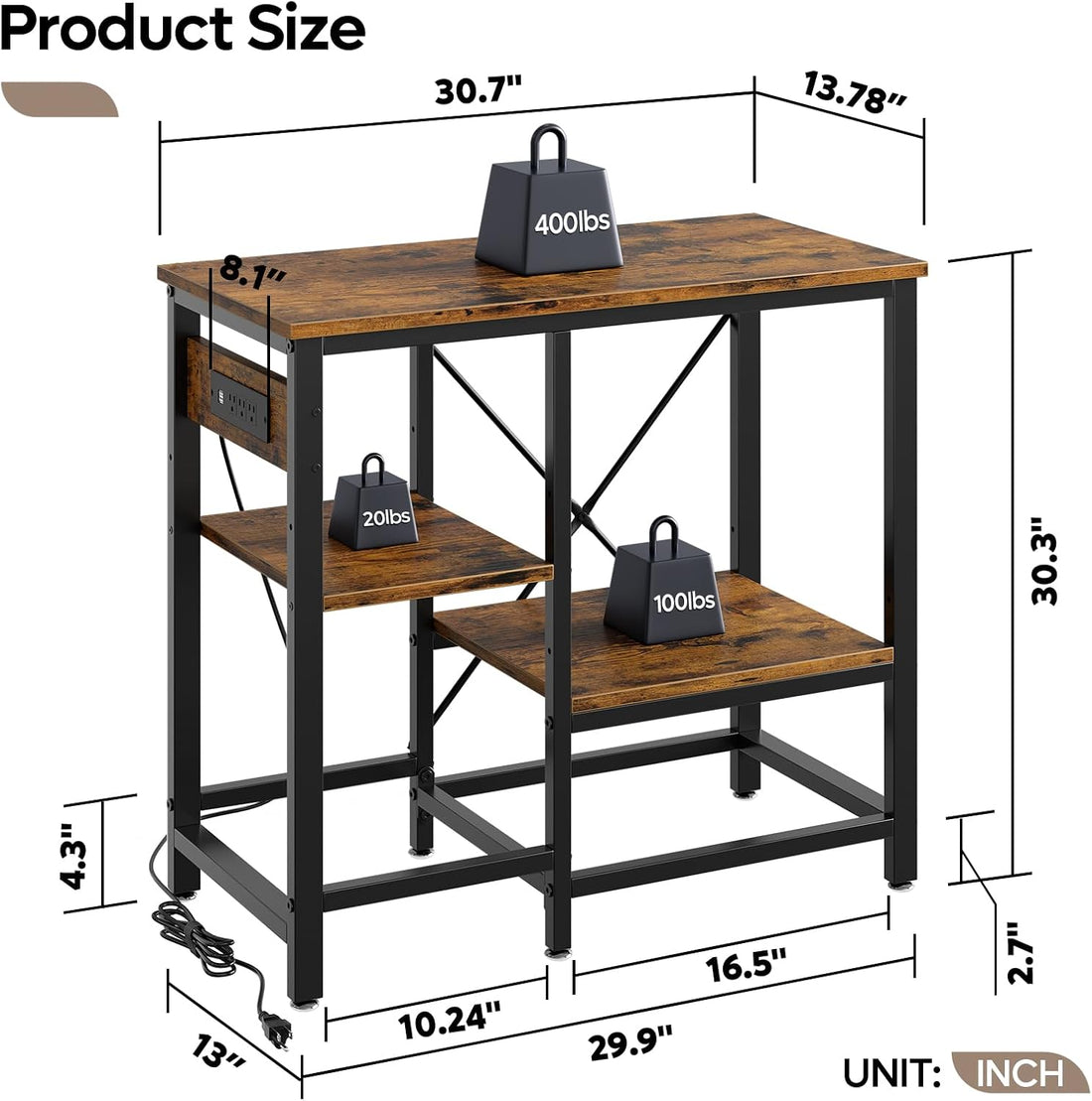 Bestier 20-29-37 Gallon Fish Tank Stand with Power Outlet