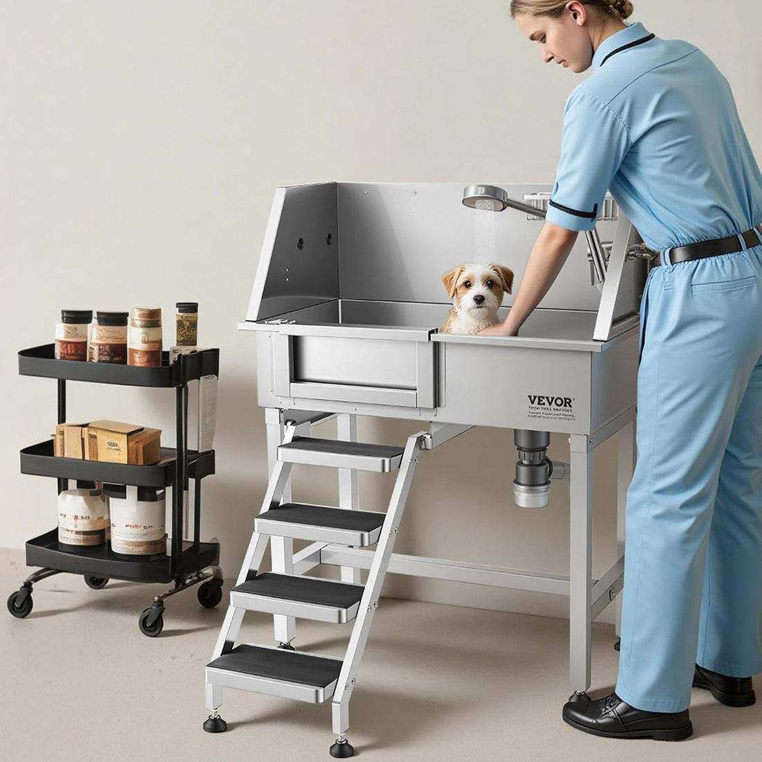 VEVOR 34" Dog Washing Station Professional Stainless Steel Pet