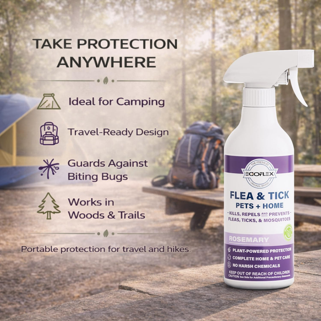Flea Spray for Home & Pets Plant-Based Repellent with Rosemary Scent