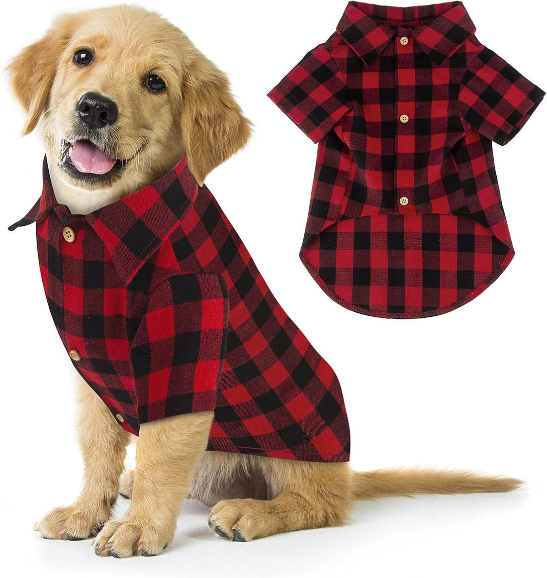 Plaid Dog Shirt Red Buffalo Dog Outfit Soft Casual Pet Clothes
