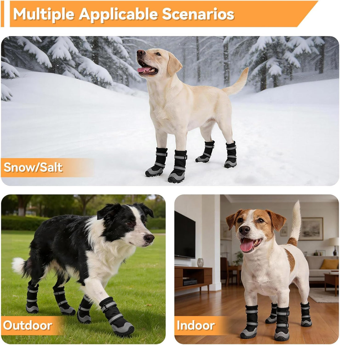 Dimicoo Dog Shoes,Waterproof Dog Boots for Winter,Anti-Slip Dog Snow