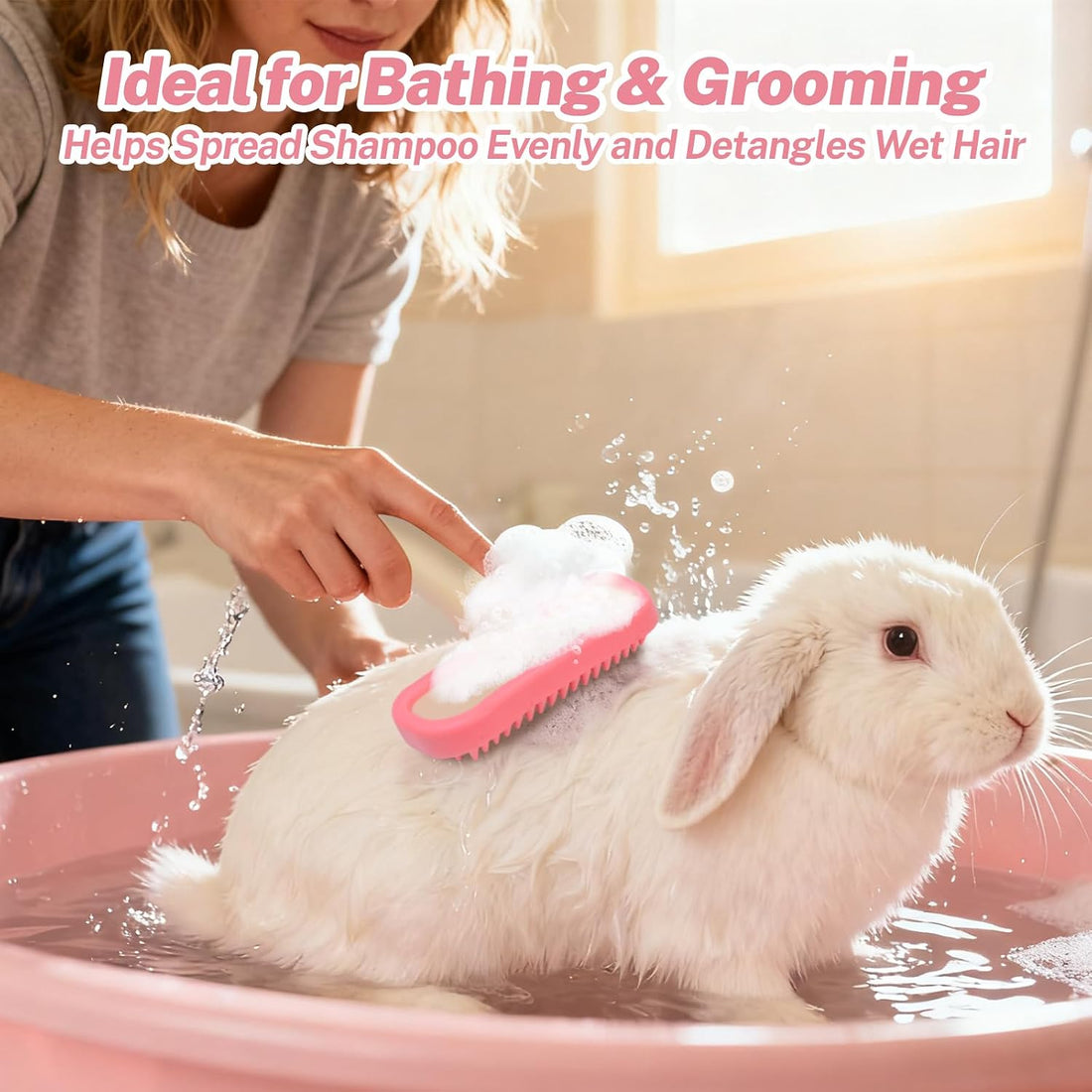 Bunny Brush, Soft Silicone Small Animal Brush, Short Hair Dog Brush