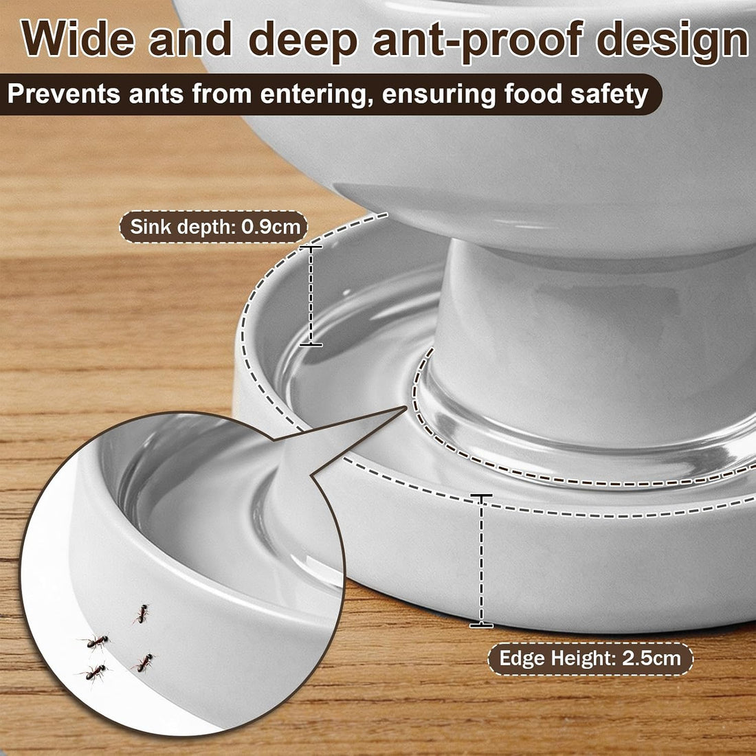 Raised Slow Feeder Cat Bowl, Ceramic 15° Tilted Cat Bowl