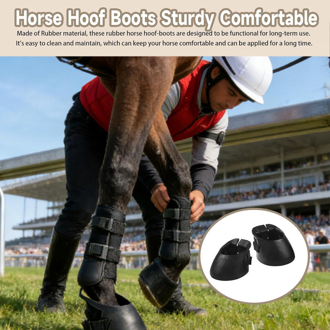 2 Pack Hoof Boots for Horses, Horse Hoof Boots, Rubber Horse Boots