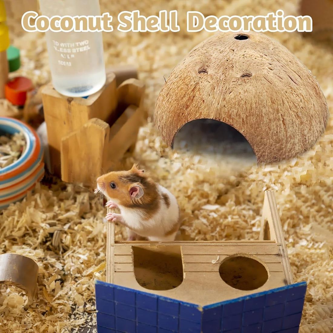 PINVNBY 2 PCS Natural Coconut Reptile Hideouts Lizard Coco Hut Hermit