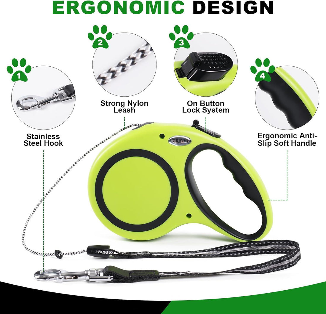 30FT Retractable Dog Leash 30 FT,360° Tangle-Free Dog Walking Leash