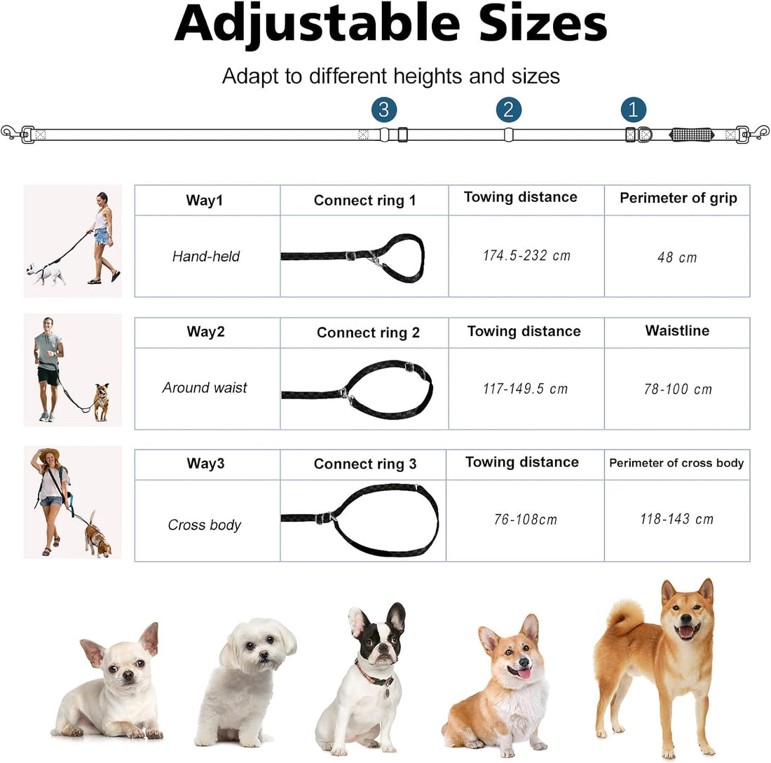 8.5ft Hands Free Dog Leash Adjustable for Medium Dogs