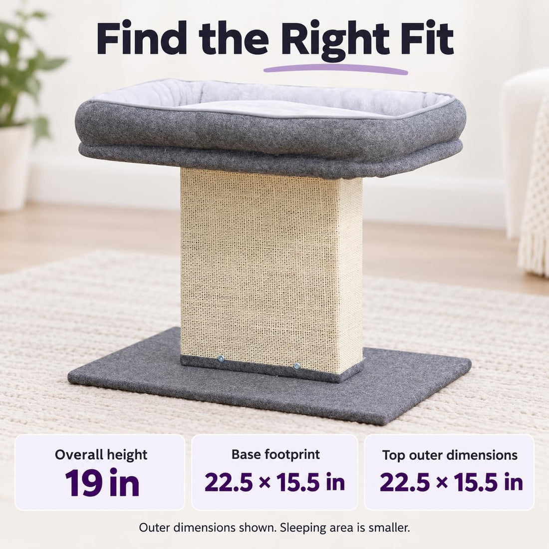 Catry Cat Perch with Washable Replaceable Bed & Wide Sisal Scratching