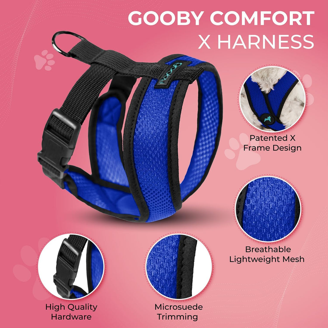 Gooby Comfort X Head-in Dog Harness, Choke-Free, Blue, Medium