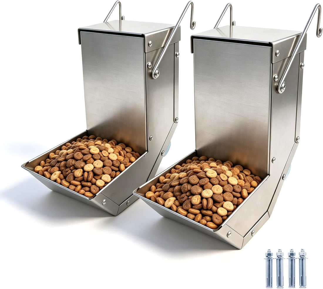 Rabbit Feeder - Small Animal Stainless Steel Gravity Feeding Trough