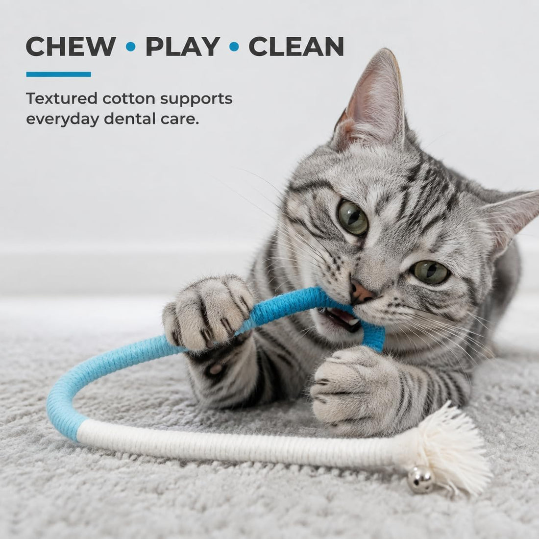 4-Pack Interactive Cat Chew Rope Toys, Teaser Sticks with Jingle Bells