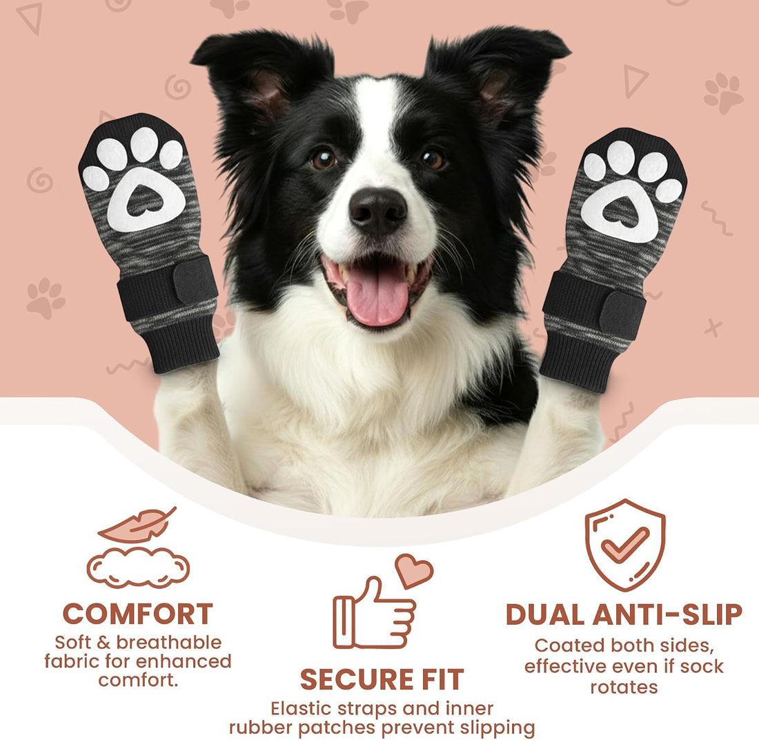 Anti Slip Dog Socks - 6 Pack | Dog Socks to Prevent Paw Licking
