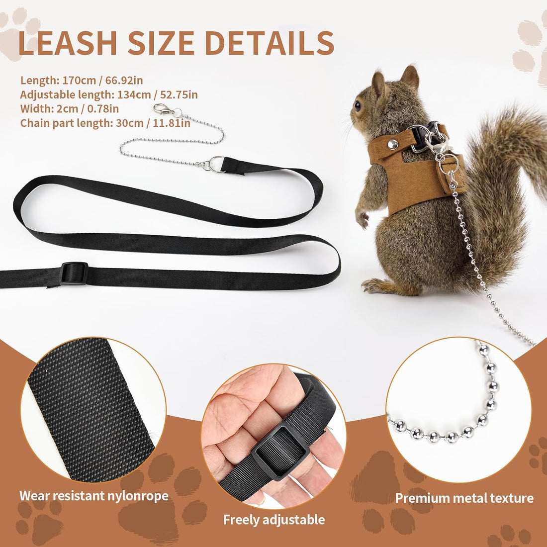 4pcs Bearded Dragon Harness and Leash Set for Small Reptile