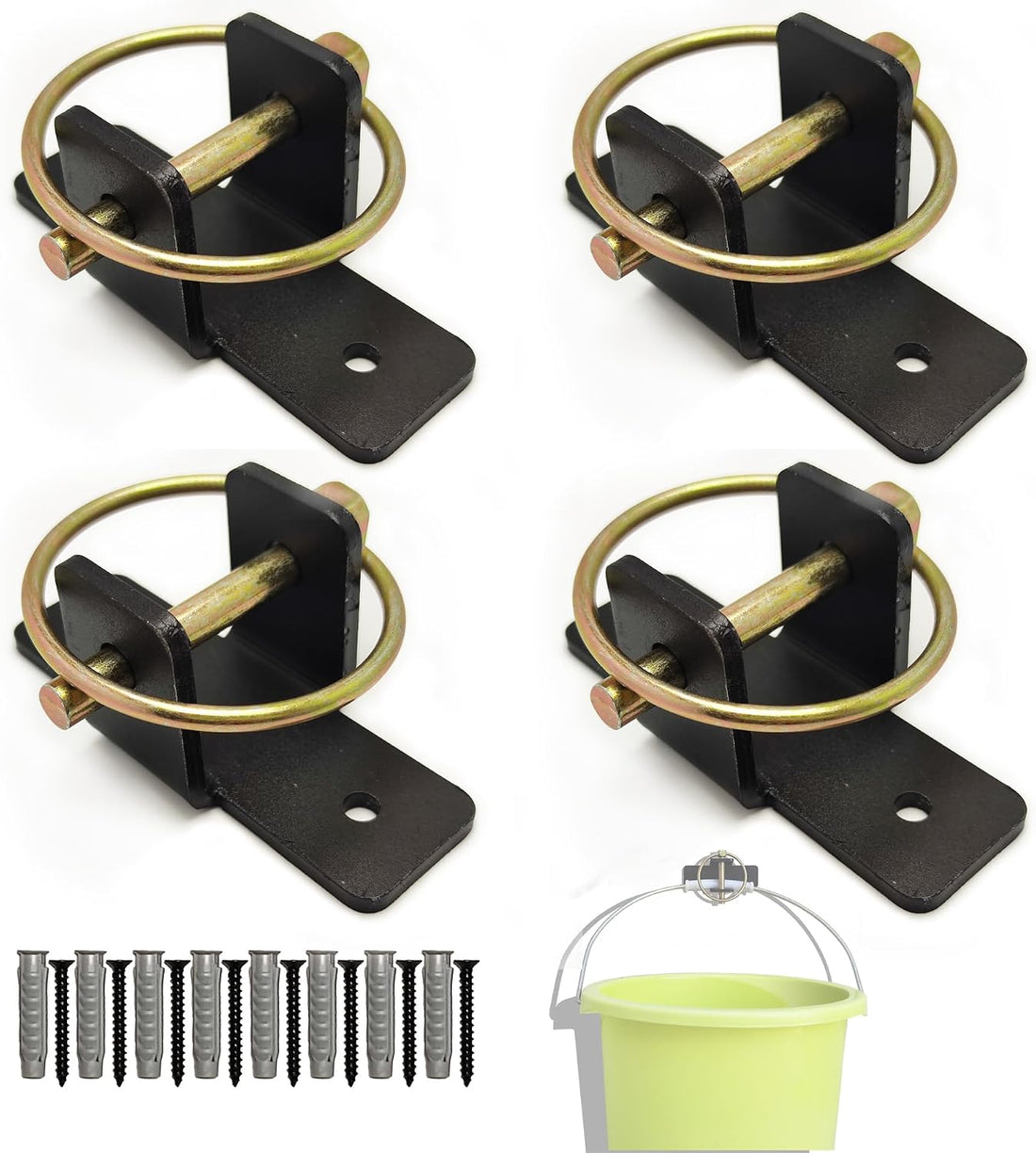 Quick-Release Bucket Hooks, 4-Pack Heavy Duty Bucket Holder Set