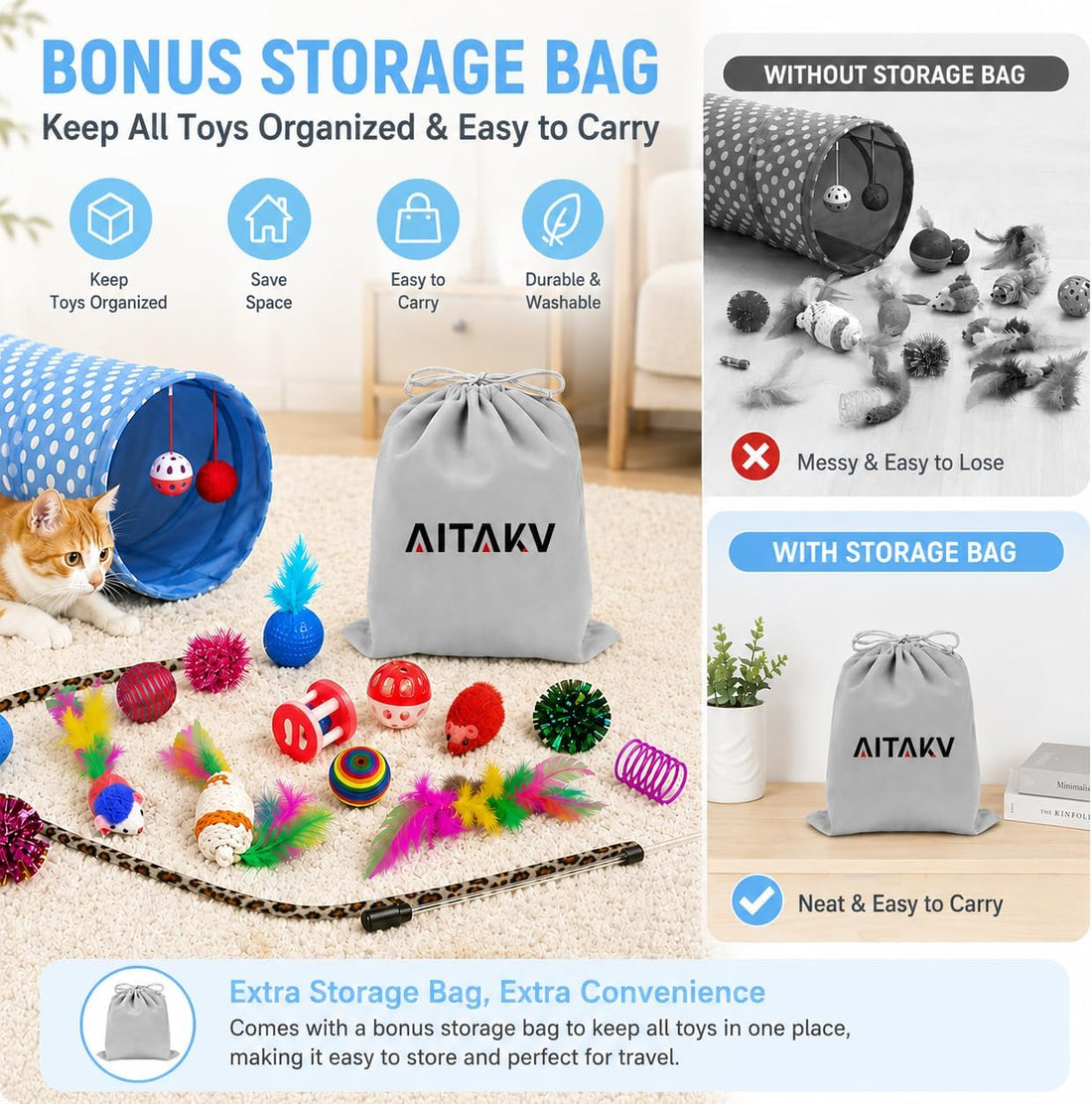 AILUKI 35 PCS Cat Toys Kitten Toys Assortments,Variety Catnip Toy Set