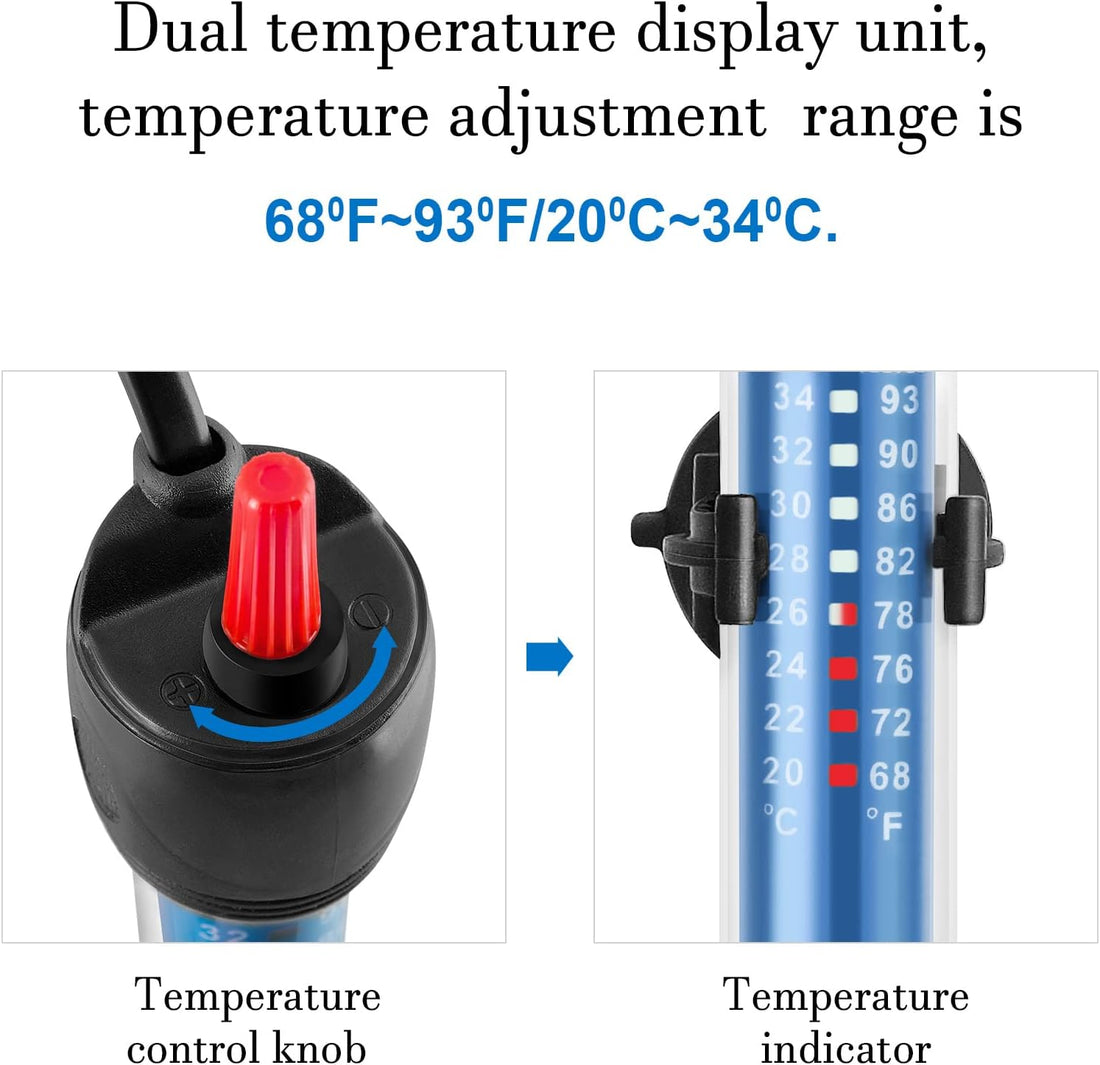 Hitop 25W/50W/100W/300W Adjustable Aquarium Heater