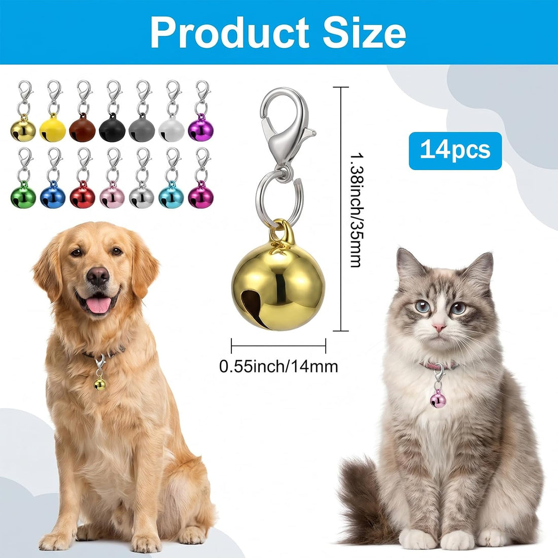 14 Pack Bells for Dog Collars Cat Bells for Collar
