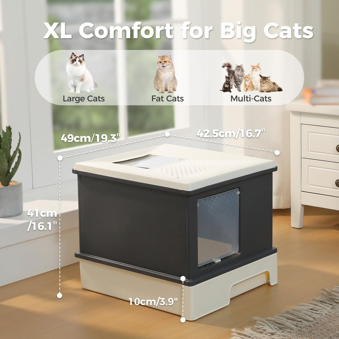 PEQULTI 88L Cat Litter Box with Lid