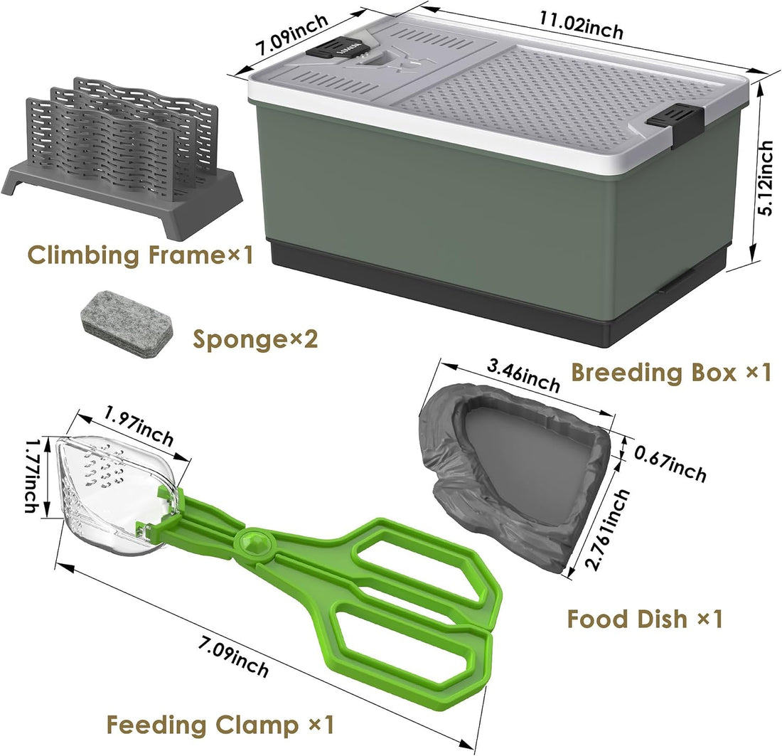 Self-Cleaning Cricket & Roach Feeder Habitat with Escape-Proof Lid