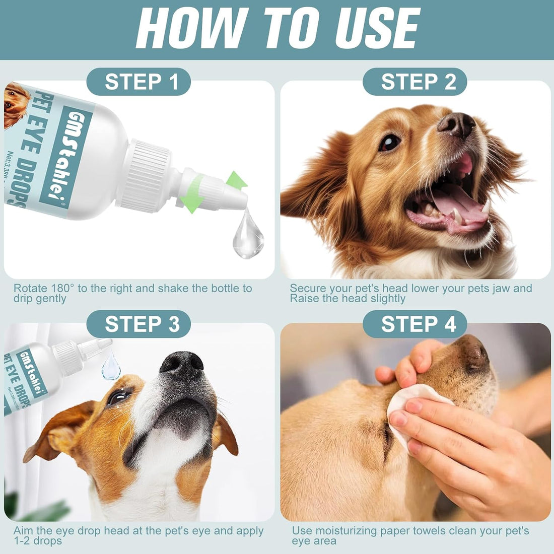 Pet Eye Drops for Dogs & Cats – Soothe Eye Infections,Allergies