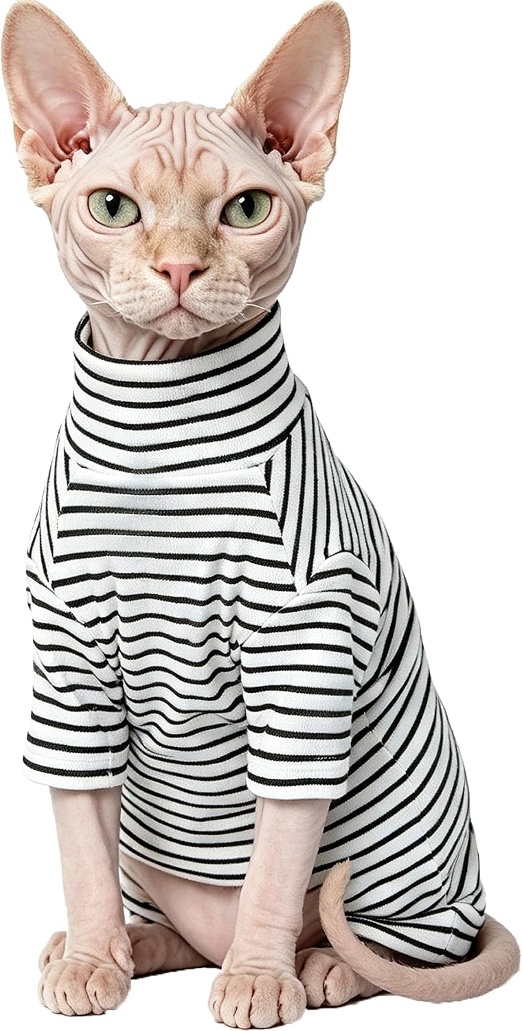 Striped Sphynx Cat Clothes Hairless Cat Fleece Sweater