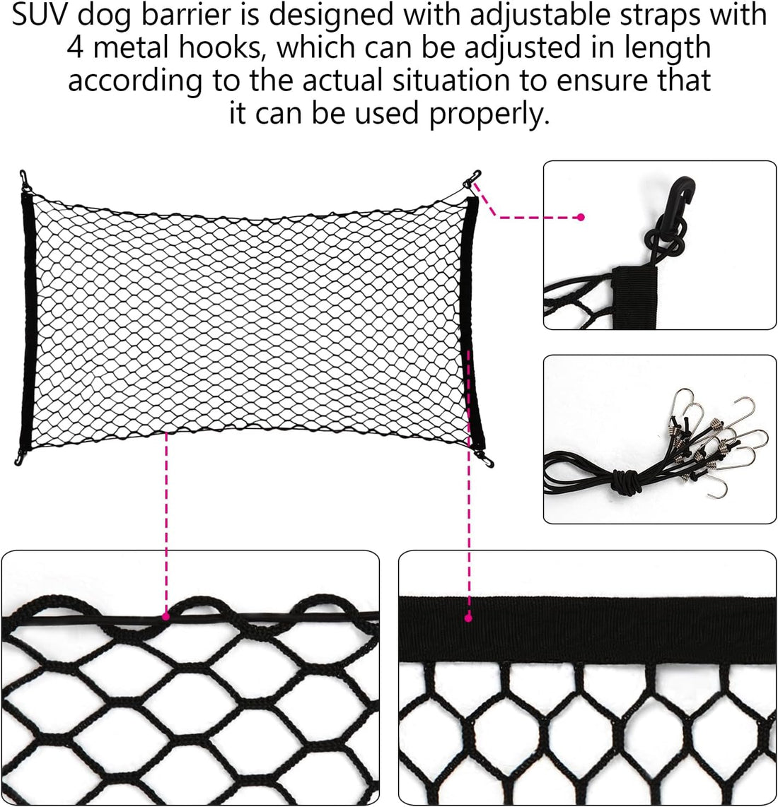 Dog Car Barrier Net Pet Car for SUV-47 Divider Back Seat Barrier Net