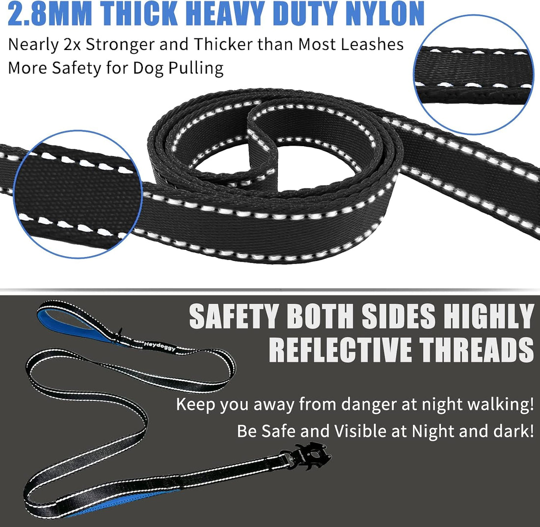 Strong Heavy Duty Dog Leash - 6ft Reflective Nylon Training Leash