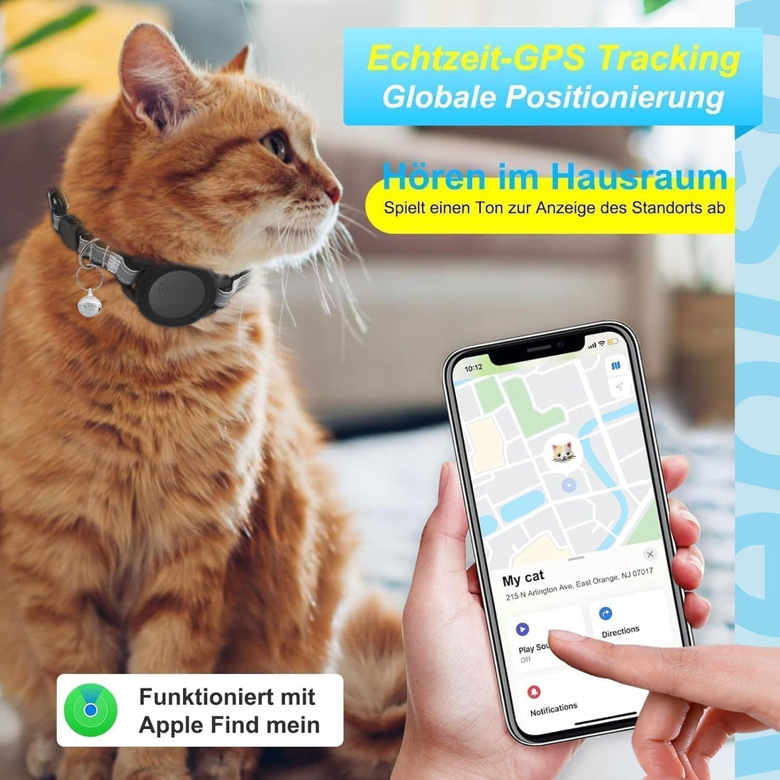GPS Cat Tracker Collar, (iOSโOnly) Smart Pet Activity Tracking